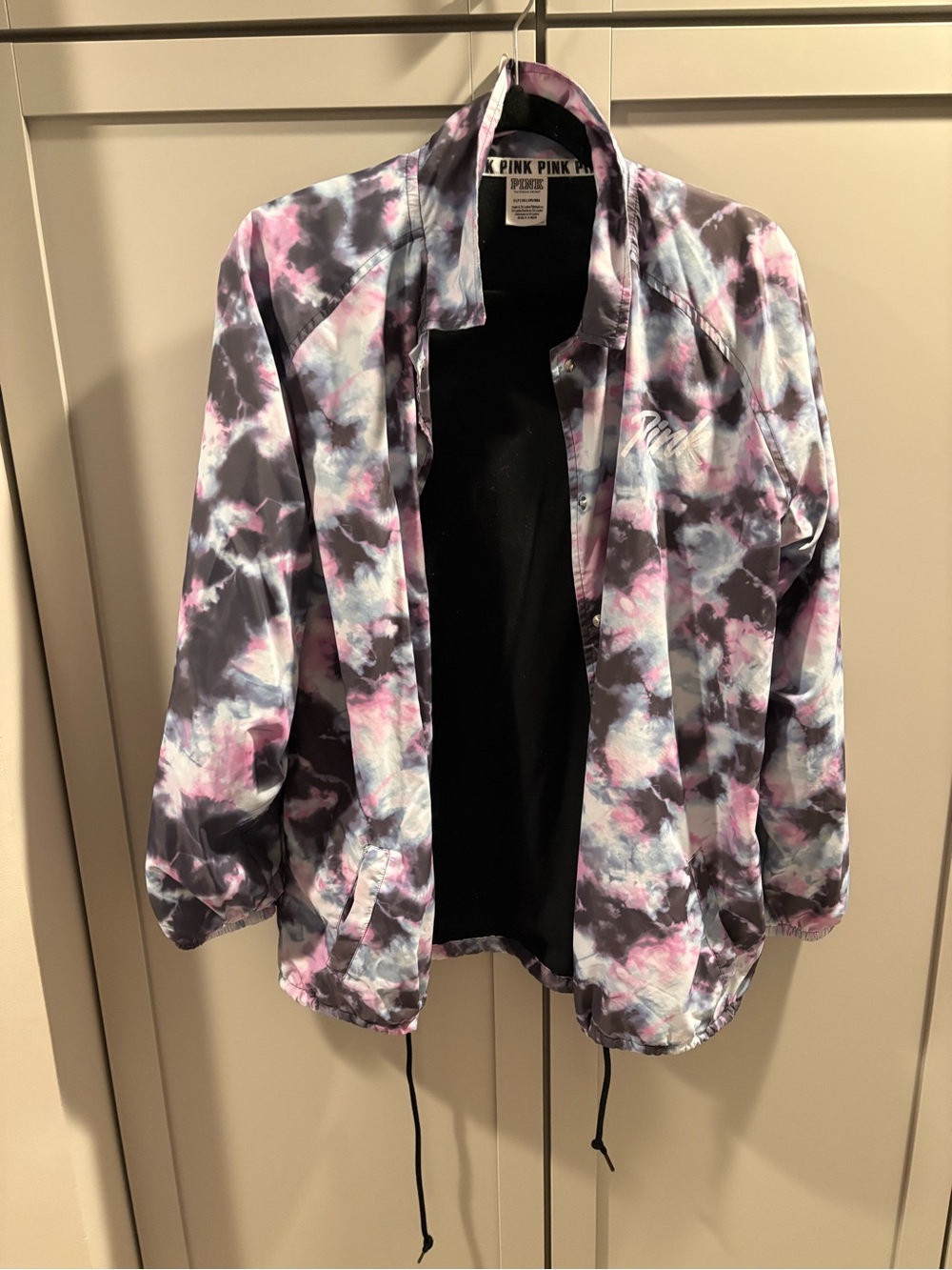 Victoria's Secret PINK Tie-Dye Bomber Jacket in Pink, Purple, Black